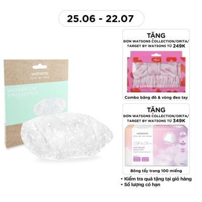 WATSONS - Mũ Tắm Watsons Shower Cap Pack 3s