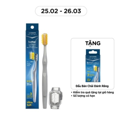 WATSONS Bàn Chải Đánh Răng Watsons Better Toothbrush 1s with Replaceable Brush Heads 2pcs