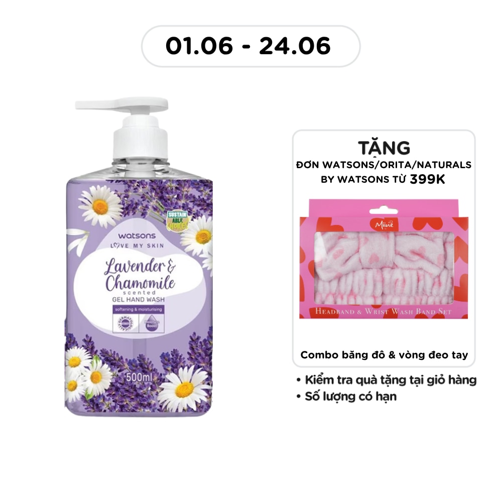 Gel Rửa Tay Watsons Love My Skin Lavender Chamomile Scented Gel Hand Wash 500ml