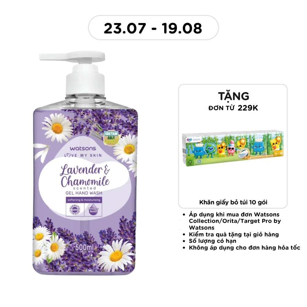 Gel Rửa Tay Watsons Love My Skin Lavender Chamomile Scented Gel Hand Wash 500ml image