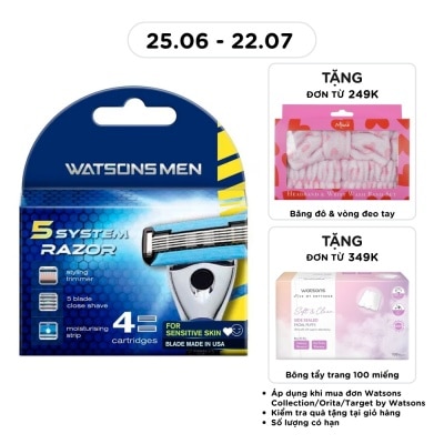 WATSONS - Bộ 4 Lưỡi Dao Thay Thế 5 Lưỡi Cho Nam Watsons Blade Razor Cartridge 4pcs
