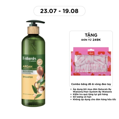 NATURALS BY WATSONS - Dầu Gội Naturals By Watsons Repairing Phục Hồi Tóc Hư Tổn Chiết Xuất Dầu Argan 490ml image
