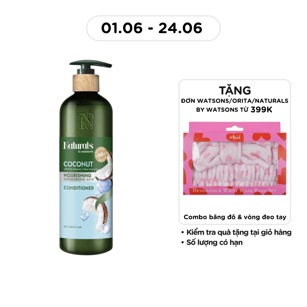 Dầu Xả Naturals By Watsons Nourishing Cấp Ẩm Chiết Xuất Dầu Dừa 490ml