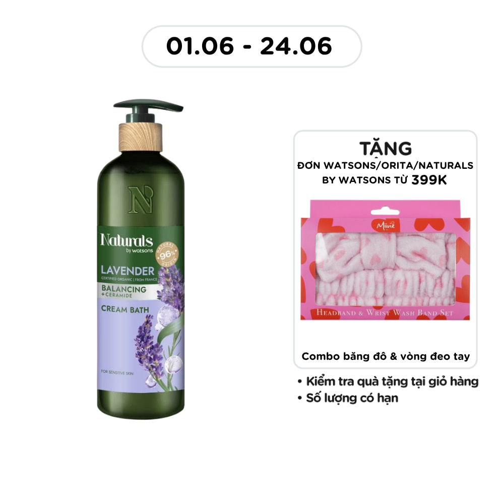 Kem Tắm Naturals By Watsons Balancing Cân Bằng Độ Ẩm Chiết Xuất Lavender 490ml