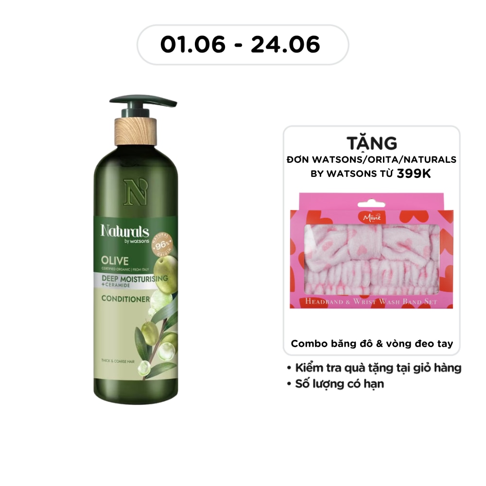 Dầu Xả Naturals By Watsons Deep Moisturishing Dưỡng Ẩm Sâu Chiết Xuất Olive 490ml