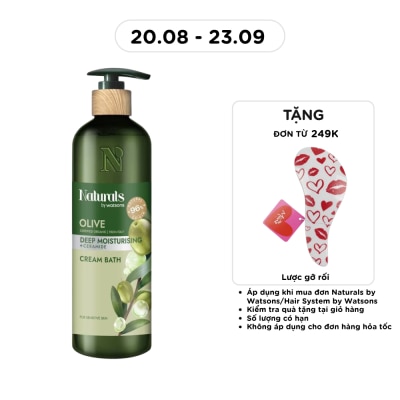 NATURALS BY WATSONS - Kem Tắm Naturals By Watsons Deep Moisturishing Dưỡng Ẩm Sâu Chiết Xuất Olive 490ml image