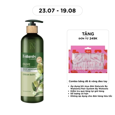 NATURALS BY WATSONS - Kem Tắm Naturals By Watsons Deep Moisturishing Dưỡng Ẩm Sâu Chiết Xuất Olive 490ml image