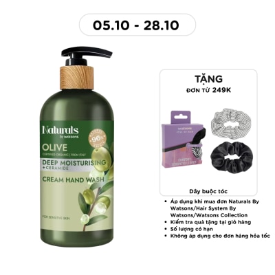 NATURALS BY WATSONS Kem Rửa Tay Naturals By Watsons Deep Moisturishing Dưỡng Ẩm Sâu Chiết Xuất Olive 400ml image