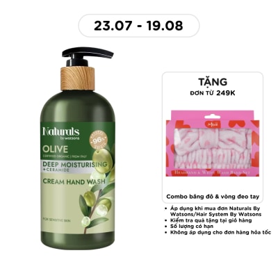 NATURALS BY WATSONS - Kem Rửa Tay Naturals By Watsons Deep Moisturishing Dưỡng Ẩm Sâu Chiết Xuất Olive 400ml image