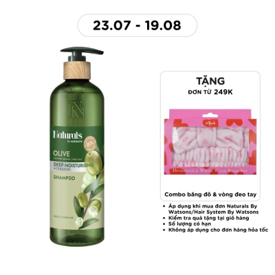 NATURALS BY WATSONS - Dầu Gội Naturals By Watsons Deep Moisturishing Dưỡng Ẩm Sâu Chiết Xuất Olive 490ml image