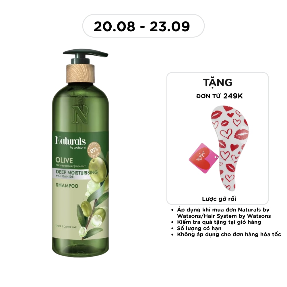 Dầu Gội Naturals By Watsons Deep Moisturishing Dưỡng Ẩm Sâu Chiết Xuất Olive 490ml image