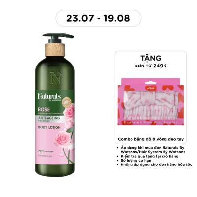 NATURALS BY WATSONS - Sữa Dưỡng Thể Naturals By Watsons Anti-ageing Chống Lão Hoá Da Chiết Xuất Hoa Hồng 490ml image