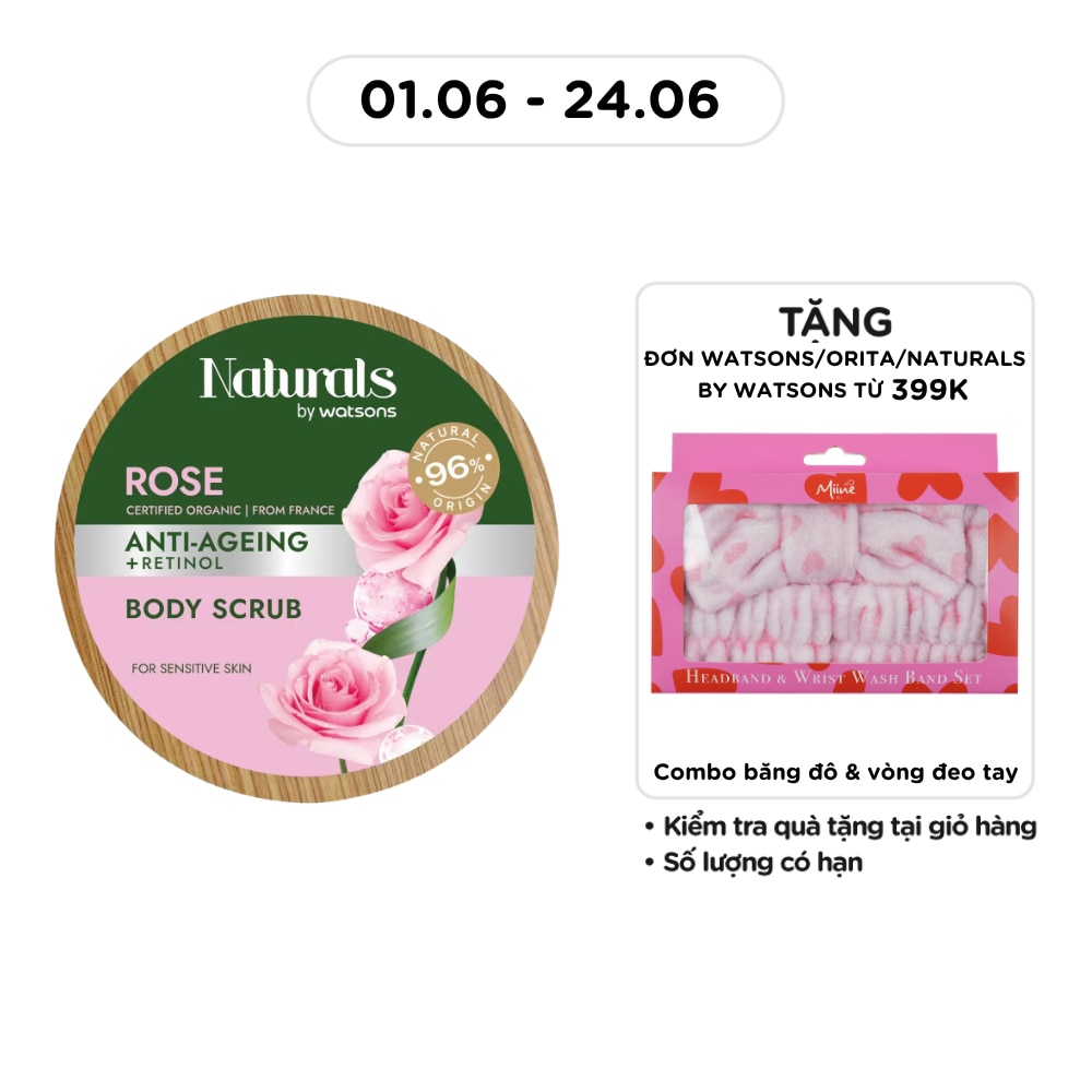 Tẩy Tế Bào Chết Cơ Thể Naturals By Watsons Anti-ageing Chống Lão Hoá Da Chiết Xuất Hoa Hồng 200g