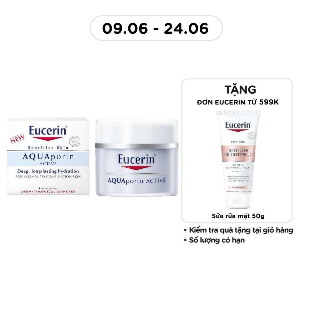 Kem Dưỡng Ẩm Eucerin Dịu Nhẹ Cho Da Thường Đến Da Hỗn Hợp Aquaporin Active 50ml