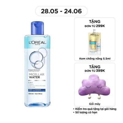 L'OREAL PARIS - Tẩy Trang L'Oreal Paris Skincare Make Up Remover Micellar Deep Cleansing Sạch Sâu 400ml