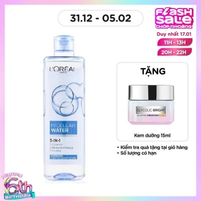 L'OREAL PARIS Tẩy Trang L'Oreal Paris Skincare Make Up Remover Micellar Refreshing Tươi Mát 400ml