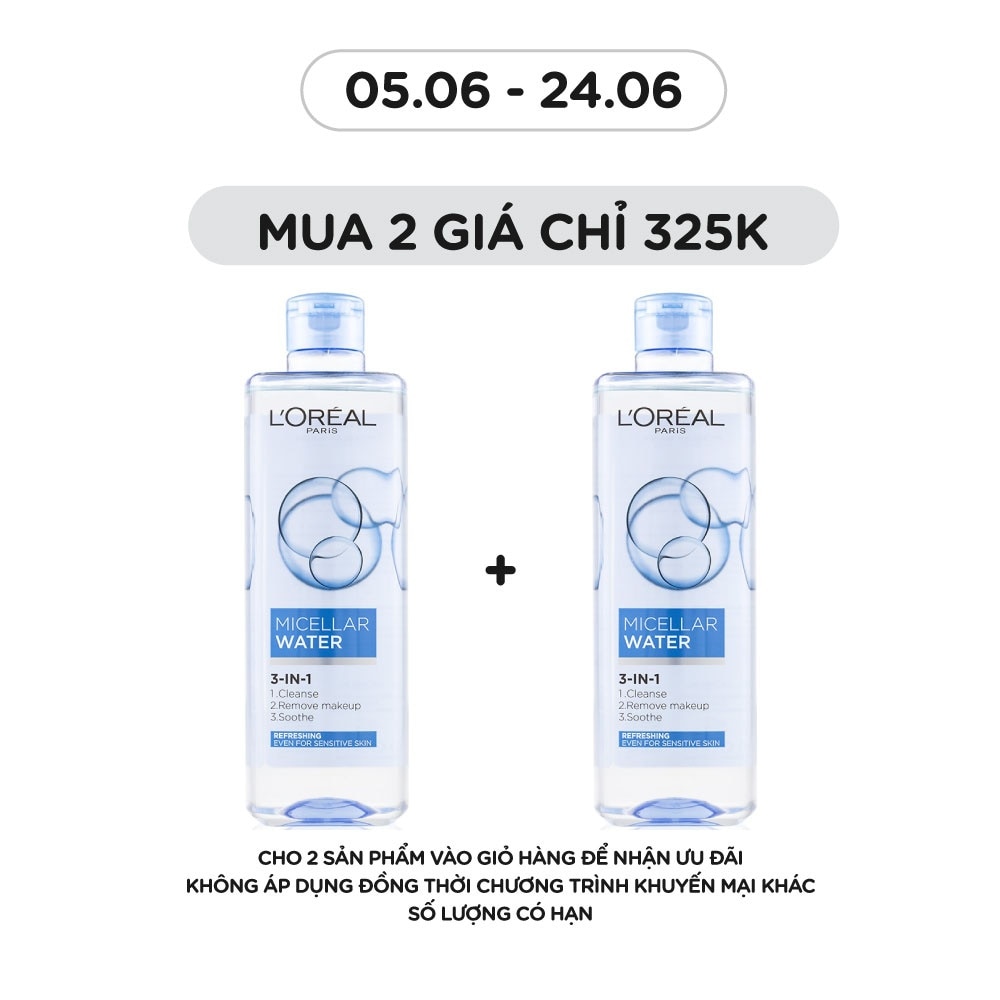 Tẩy Trang L'Oreal Paris Skincare Make Up Remover Micellar Refreshing Tươi Mát 400ml