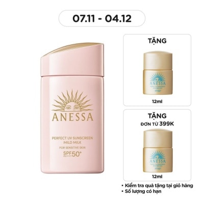 ANESSA Sữa Chống Nắng Anessa Cho Da Nhạy Cảm Perfect UV Mild Milk SPF50+/PA++++ 60ml