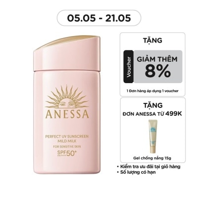 ANESSA Sữa Chống Nắng Anessa Cho Da Nhạy Cảm Perfect UV Mild Milk SPF50+/PA++++ 60ml