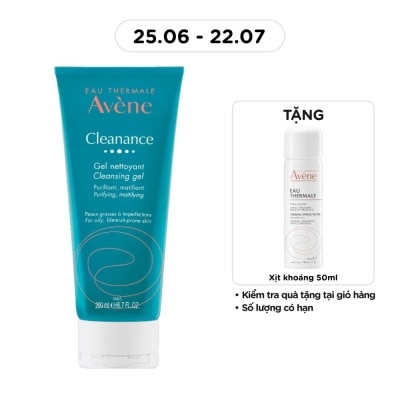 AVENE - Gel Rửa Mặt Avène Cho Da Dầu Mụn Giúp Làm Sạch Sâu Bụi Bẩn, Giảm Bã Nhờn 200ml