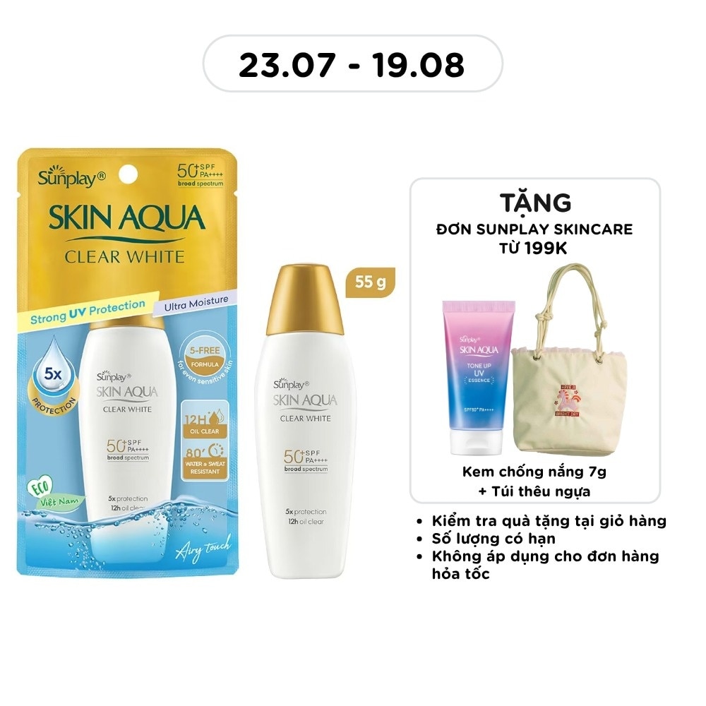 Sữa Chống Nắng Dưỡng Da Trắng Mịn Tối Ưu Sunplay Skin Aqua Clear White SPF50+ 55g