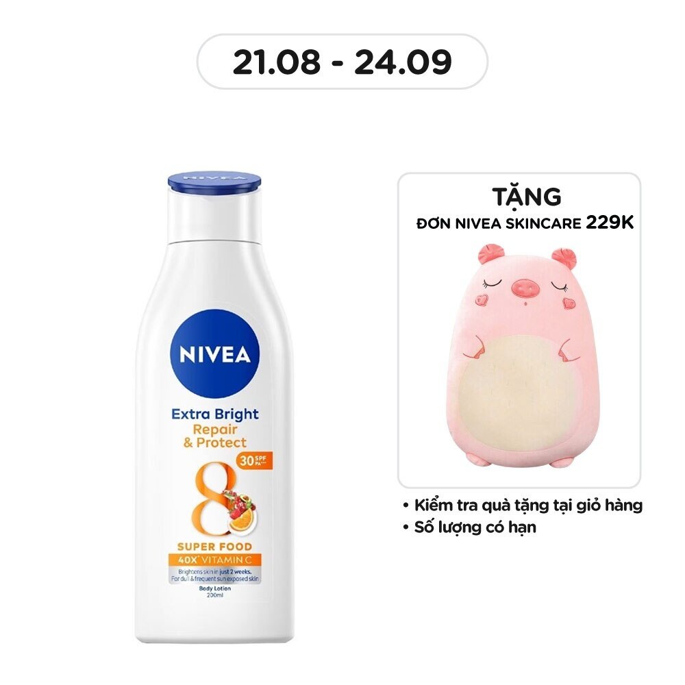 Sữa Dưỡng Thể Nivea SPF30 Dưỡng Trắng Phục Hồi Chống Nắng 200ml