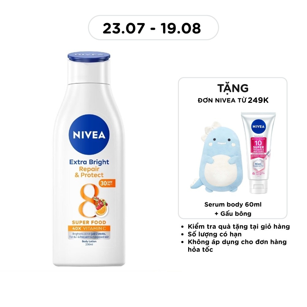 Sữa Dưỡng Thể Nivea SPF30 Dưỡng Trắng Phục Hồi Chống Nắng 200ml