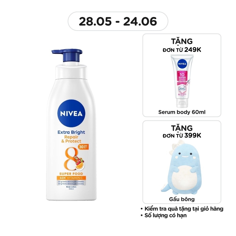 Sữa Dưỡng Thể Dưỡng Trắng Phục Hồi Chống Nắng Nivea 350ml