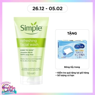 SIMPLE Sữa Rửa Mặt Simple Refreshing Facial Wash Dành Cho Mọi Loại Da 150ml