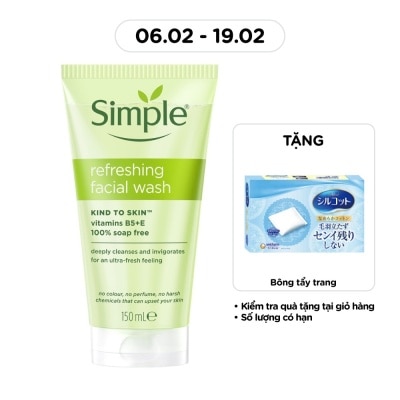 SIMPLE Sữa Rửa Mặt Simple Refreshing Facial Wash Dành Cho Mọi Loại Da 150ml