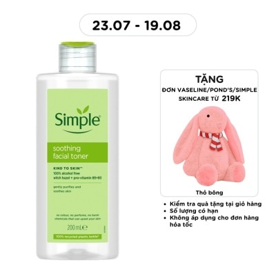 SIMPLE - Nước Cân Bằng Simple Soothing Facial Toner Không Chứa Cồn Giúp Làm Dịu Da 200ml image