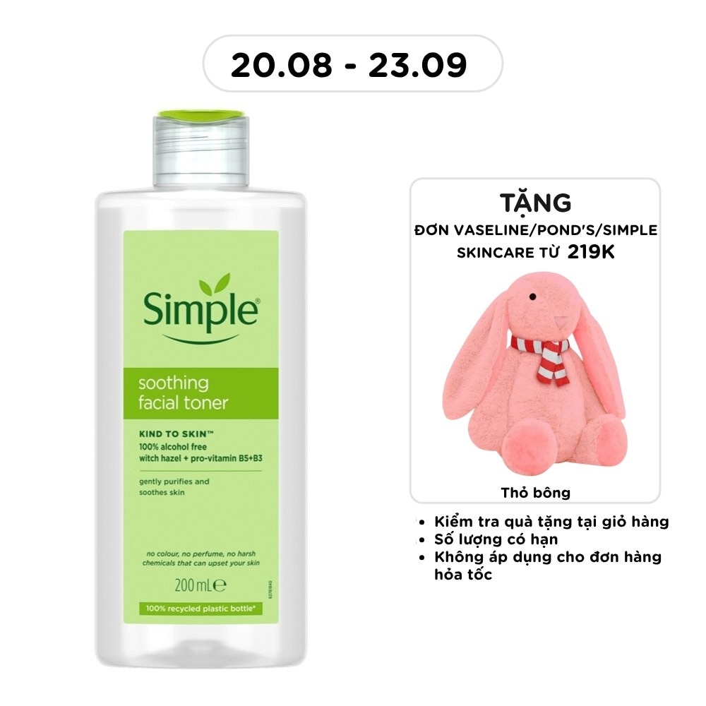 Nước Cân Bằng Simple Soothing Facial Toner Không Chứa Cồn Giúp Làm Dịu Da 200ml image