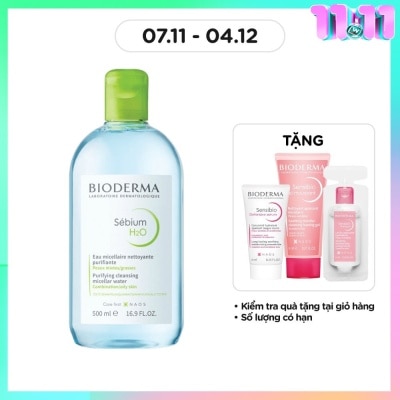 BIODERMA Nước Tẩy Trang Dành Cho Da Nhờn Và Da Mụn Bioderma Sebium H20 500ml