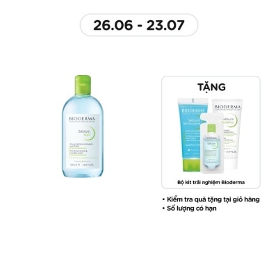 BIODERMA Nước Tẩy Trang Dành Cho Da Nhờn Và Da Mụn Bioderma Sebium H20 500ml