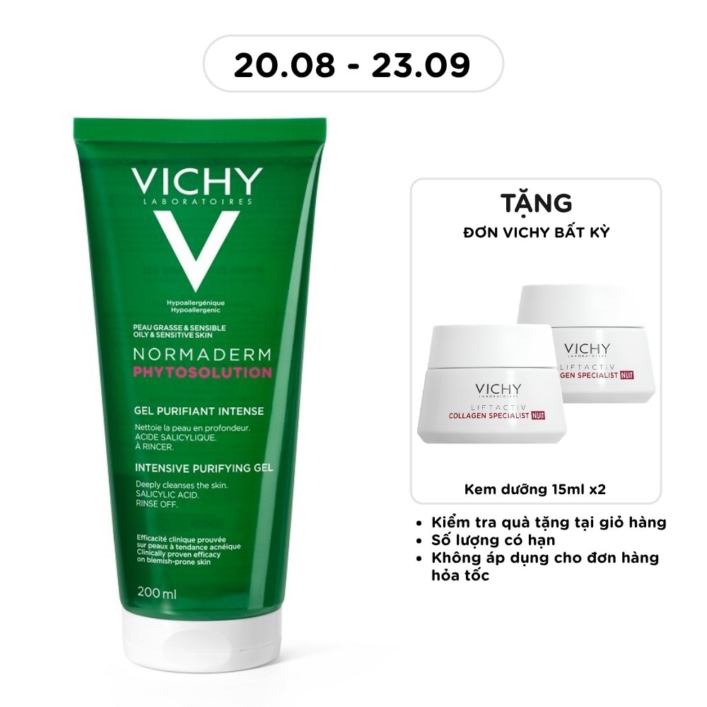Gel Rửa Mặt Vichy Normaderm Phytosolution Purifying Giàu Khoáng Và Pribiotic Giúp Làm Sạch Sâu 200ml image