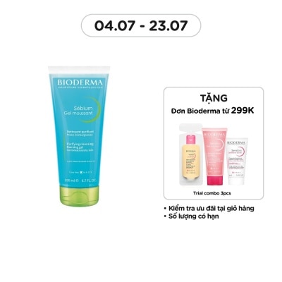 BIODERMA Gel Rửa Mặt Bioderma Sébium Moussant Tạo Bọt Dành Cho Da Hỗn Hợp Và Da Dầu 200ml