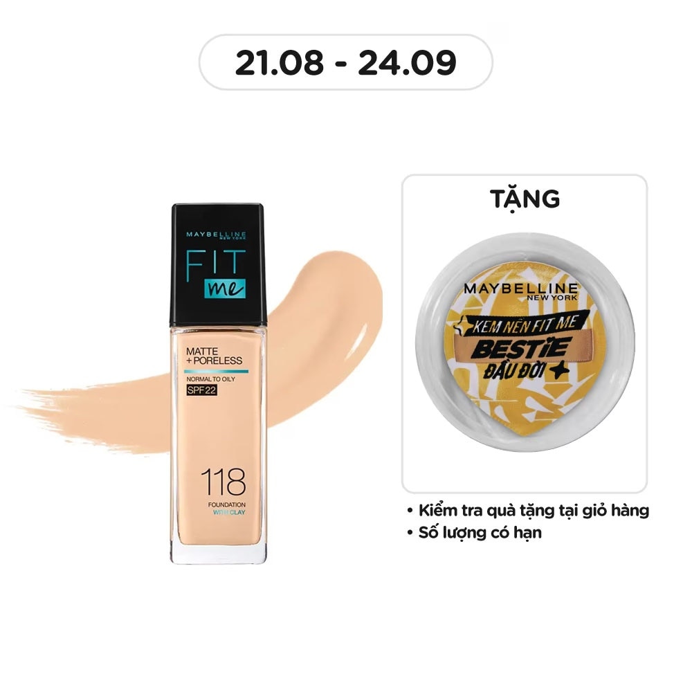 MAYBELLINE NEW YORK Foundation Fit Me Matte+ Poreless SPF22 30ml .#118 Light Beige