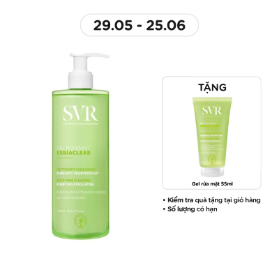 SVR Gel Rửa Mặt SVR Sebiaclear Gel Moussant Không Chứa Xà Phòng Cho Da Dầu Mụn 400ml