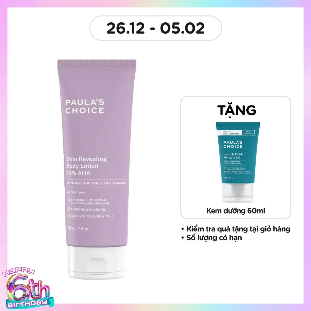 Kem Dưỡng Thể Paula's Choice Skin Revealing Body Lotion 10% AHA Tẩy Tế Bào Dịu Nhẹ 210ml