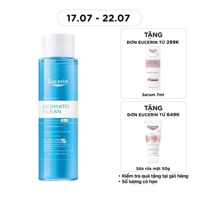 EUCERIN - Nước Tẩy Trang Eucerin Dưỡng Ẩm Cho Da Nhạy Cảm 3 In 1 Dermatoclean Micellar Water 400ml image