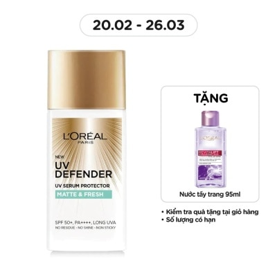 L'OREAL PARIS Kem Chống Nắng L’Oréal Paris UV Defender SPF50+ PA++++ Matte & Fresh Kiềm Dầu Thoáng Mịn 50ml