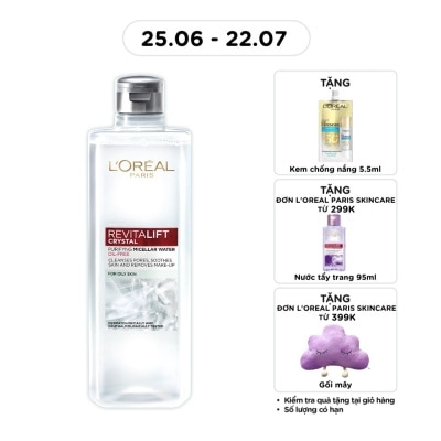 L'OREAL PARIS - Nước Tẩy Trang L’Oréal Paris Revitalift Crystal Purifying Micellar Water Cho Da Dầu 400ml image