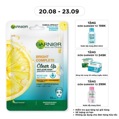 GARNIER - Mặt Nạ Garnier Bright Complete Clear Up Anti-Acne Mask Ngừa Mụn 23g image