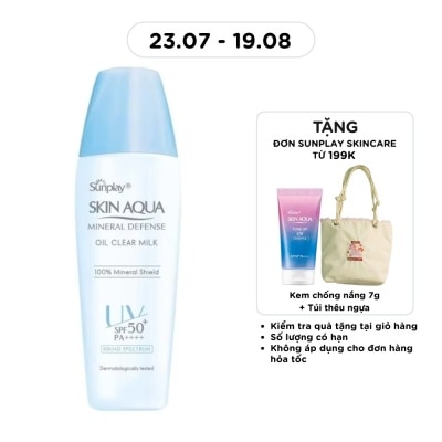 SUNPLAY - Sữa Chống Nắng Vật Lý Sunplay Skin Aqua Giảm Dầu Mineral Defense Oil Clear Milk SPF50+ PA++++ 25g image