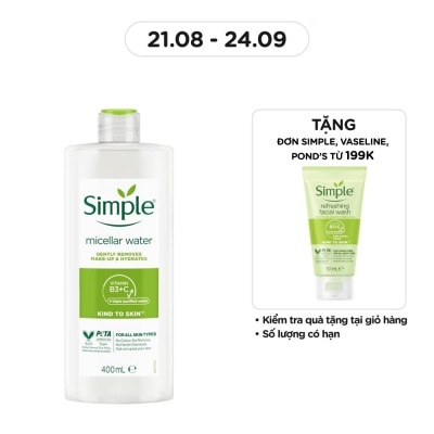 SIMPLE Nước Tẩy Trang Simple Dịu Nhẹ Làm Sạch Lớp Trang Điểm Và Cấp Ẩm Cho Da 400ml