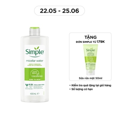 SIMPLE Micellar Cleansing Water Instantly Hydrates And Gently Removes Make-Up 400ml