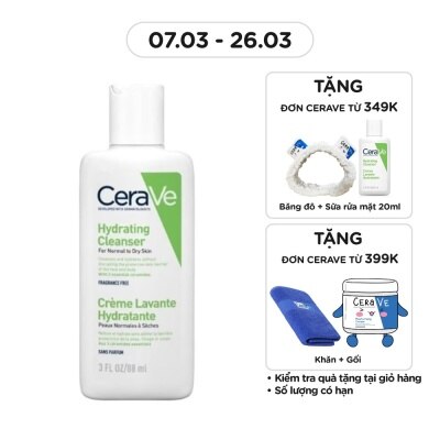 CERAVE Sữa Rửa Mặt CeraVe Hydrating Cleanser Giúp Làm Sạch Và Cấp Ẩm Dành Cho Da Thường Và Da Khô 88ml