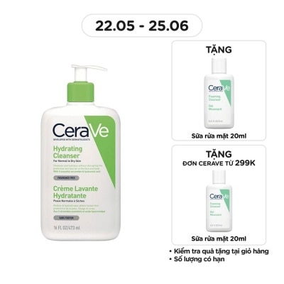 CERAVE Sữa Rửa Mặt CeraVe Hydrating Cleanser Giúp Làm Sạch Và Cấp Ẩm Dành Cho Da Thường Và Da Khô 473ml
