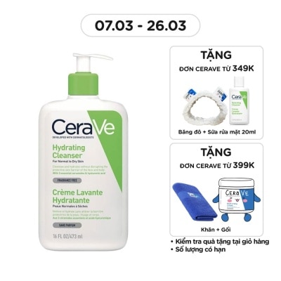 CERAVE Sữa Rửa Mặt CeraVe Hydrating Cleanser Giúp Làm Sạch Và Cấp Ẩm Dành Cho Da Thường Và Da Khô 473ml