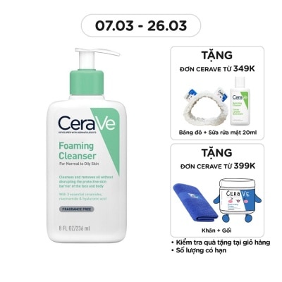 CERAVE Sữa Rửa Mặt CeraVe Foaming Cleanser Giúp Làm Sạch Sâu Dành Cho Da Dầu 236ml